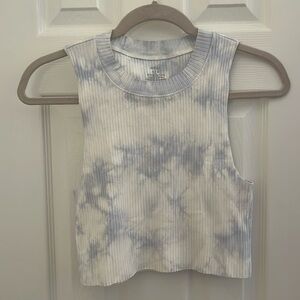 Aerie rebel cropped tank top in eyelet blue